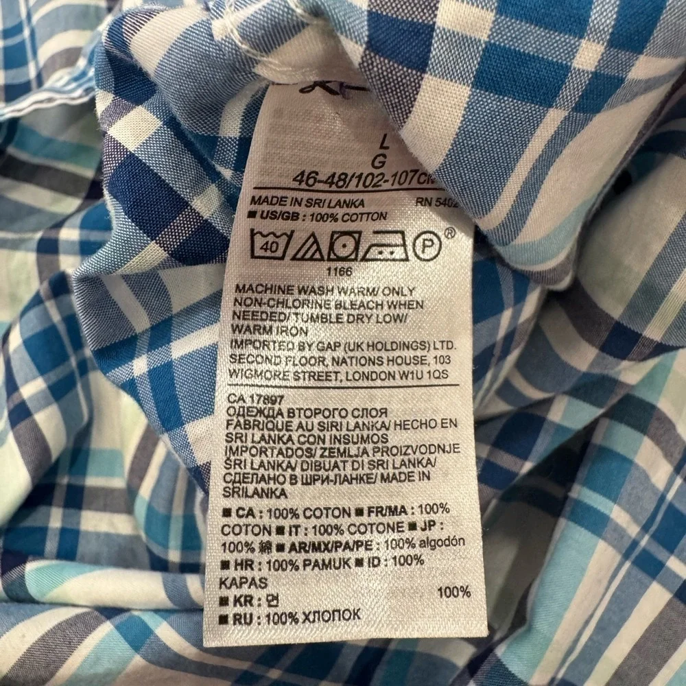 Banana Republic Camden Fit Blue Plaid Button Down Shirt L